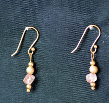 Earrings/ Rose Gold Plated with Rose Quartz