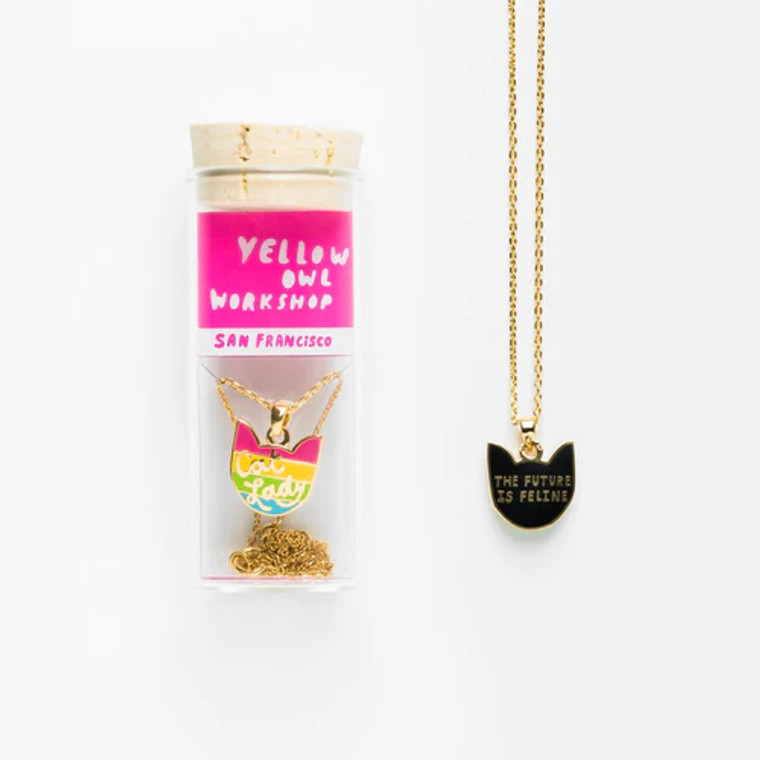 Cat Lady / Future is Feline Double Sided Necklace