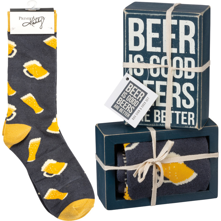 Beers socks and box sign