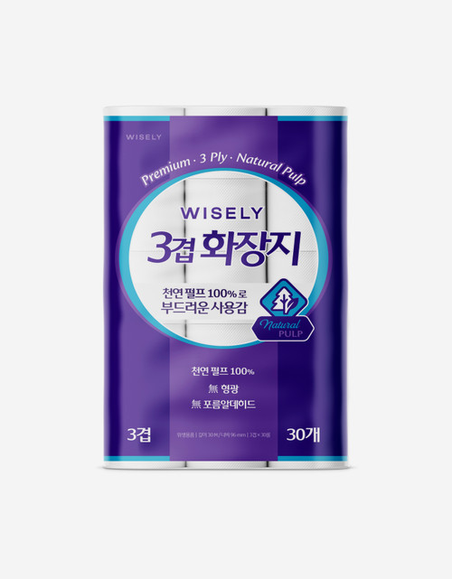 3겹으로 두툼한 천연펄프 깨끗한 화장지 (30M*30롤)