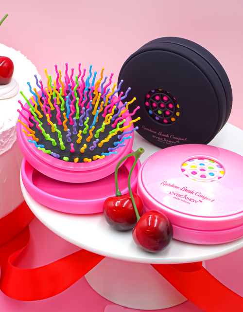 파우치에 쏙! 아이캔디 레인보우 컴팩트 브러쉬 (거울 내장)