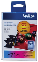 Original Brother LC-71 Ink Cartridges Cyan Magenta Yellow Pack of 3