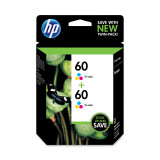 Original HP 60 CZ072FN Tri-Color Ink Cartridge Twin-Pack
