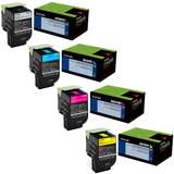 Lexmark 80C0HG Set | 80C0HCG 80C0HKG 80C0HMG 80C0HYG | Original Lexmark High-Yield Toner Cartridges – Black, Cyan, Magenta, Yellow