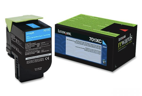 Original Lexmark 70C0XCG Unison 701xc Return Program Cyan X-High-Yield Toner Cartridge