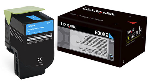 Original Lexmark 80C0X20 800X2 Cyan Extra High-Yield Toner Cartridge