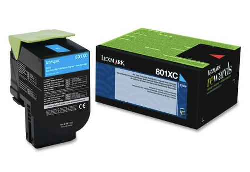 Original Lexmark 80C0XCG Unison 801XC Return Program Cyan X-High-Yield Toner Cartridge