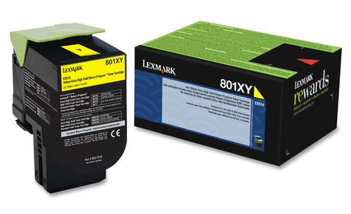 Original Lexmark 80C1XY0 801XY Yellow Return Program X-High Yield Unison Toner Cartridge