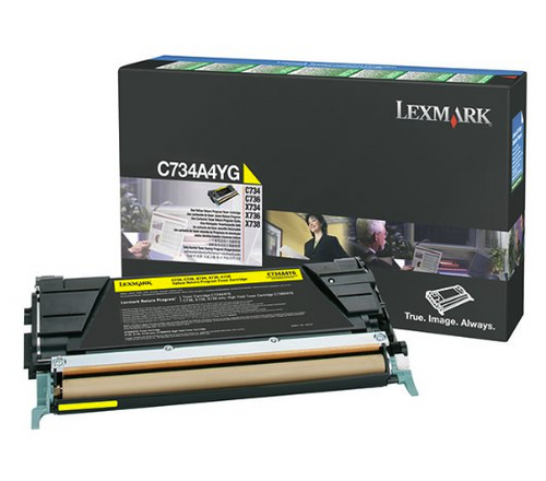 Original Lexmark C734A4YG C73X Yellow Return Program Toner Cartridge Taa