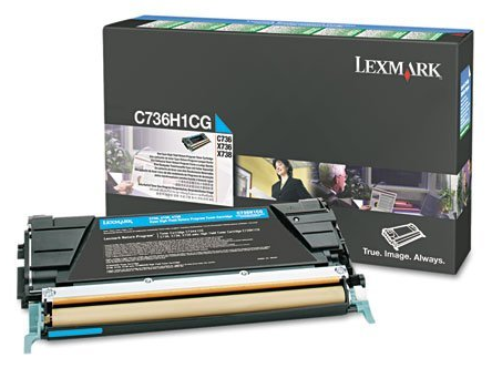 Original Lexmark C736H1CG C736/X736/X738 Cyan Return Program High-Yield Toner Cartridge