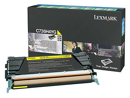 Original Lexmark C736H4YG C736 Yellow Return Program High-Yield Toner Cartridge