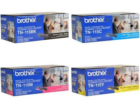 Original Brother TN-115 High-Yield Toner Cartridge 4 Color Combo Set Black Cyan Yellow Magenta TN-115BK TN-115C TN-115Y TN-115M