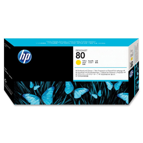 Original HP 80 Yellow Printhead and Cleaner