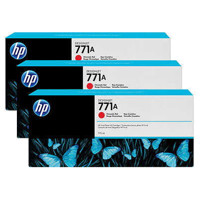 Original HP 771A B6Y40A Red Ink Cartridge 3-Pack