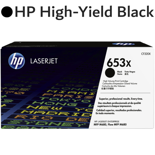 Original HP 653X CF320X High-Yield Black LaserJet Toner Cartridge
