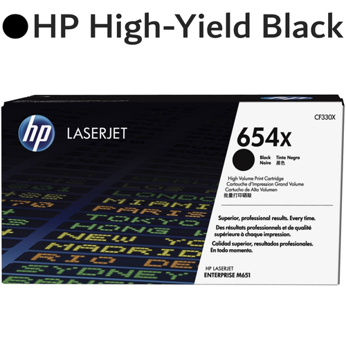 Original HP 654X CF330X High-Yield Black LaserJet Toner Cartridge