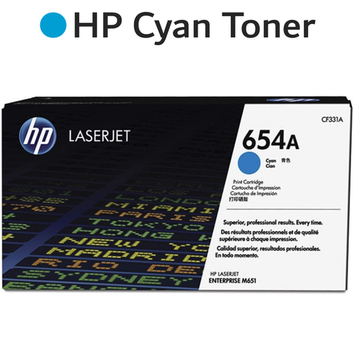 Original HP 654A CF331A Cyan LaserJet Toner Cartridge