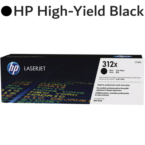 Original HP Black 312X CF380X High-Yield LaserJet Toner Cartridge