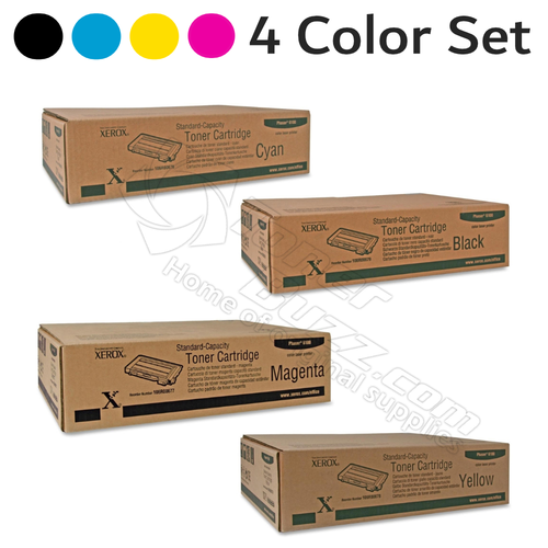Original Xerox Phaser 6100 Black Cyan Magenta Yellow Toner Cartridge 4-Pack