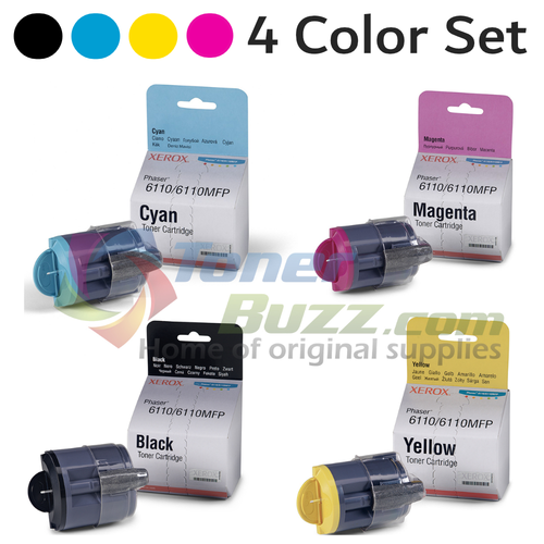 Original Xerox Phaser 6110 Black Cyan Magenta Yellow Toner Cartridge 4-Pack 106R01271 106R01272 106R01273 106R01274