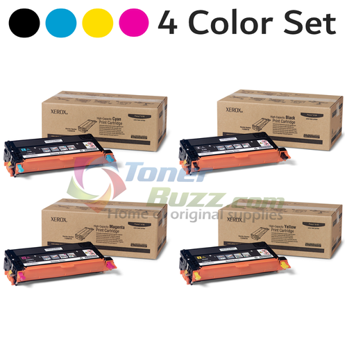 Original Xerox Phaser 6180 Black Cyan Magenta Yellow High Capacity Toner Cartridge 4-Pack 113R00723, 113R00724, 113R00725, 113R00726