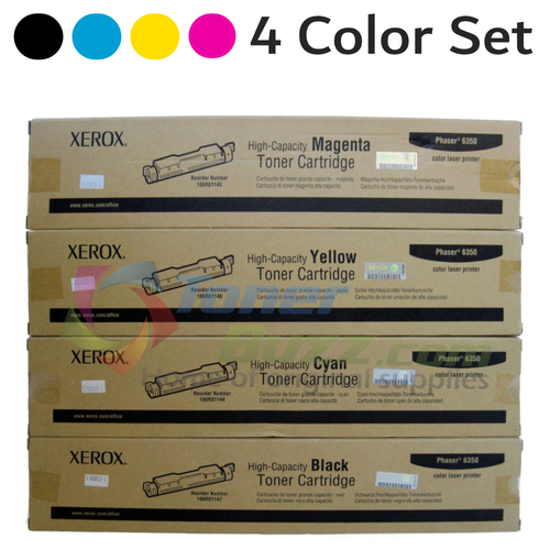 Original Xerox Phaser 6350 Black Cyan Magenta Yellow High-Capacity Toner Cartridge 4-Pack 106R01144 106R01145 106R01146 106R01147