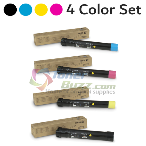Original Xerox Phaser 7800 Black Cyan Magenta Yellow Toner Cartridge 4-Pack 106R01563 106R01564 106R01565 106R01569