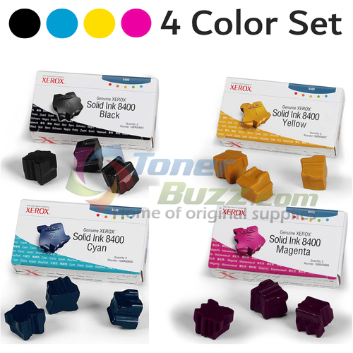 Original Xerox Phaser 8400 ColorStix Black Cyan Magenta Yellow Solid Ink Cartridge 4-Pack 108R00604 108R00605 108R00606 108R00607