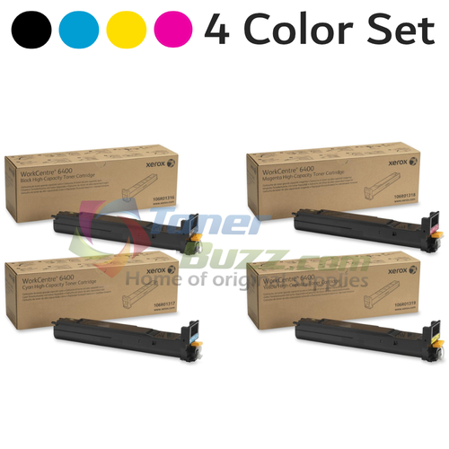 Original Xerox WorkCentre 6400 Black Cyan Magenta Yellow High Capacity Toner Cartridge 4-Pack 106R01316 106R01317 106R01318 106R01319