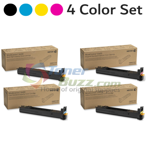 Original Xerox WorkCentre 6400 Black Cyan Magenta Yellow Toner Cartridge 4-Pack 106R01316 106R01320 106R01321 106R01322