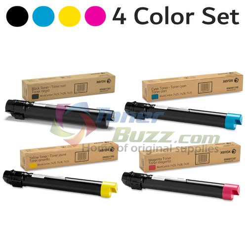 Original Xerox WorkCentre 7425 Black Cyan Magenta Yellow Toner Cartridge 4-Pack 006R01395 006R01396 006R01397 006R01398