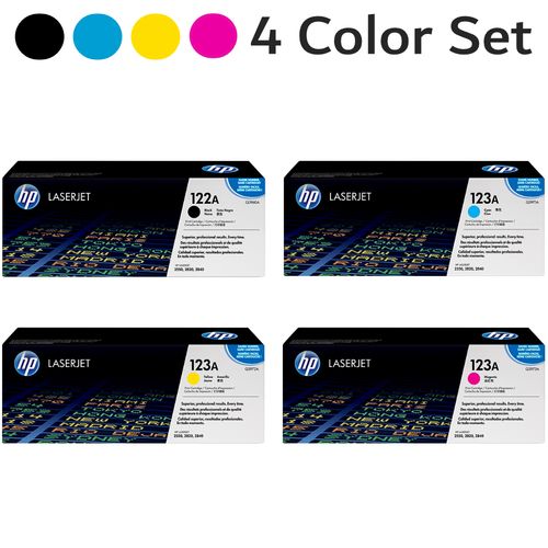 HP 122A 123A Original Toner Cartridge Combo Pack Black Cyan Magenta Yellow Q3960A Q3971A Q3972A Q3973A LaserJet Q3970S