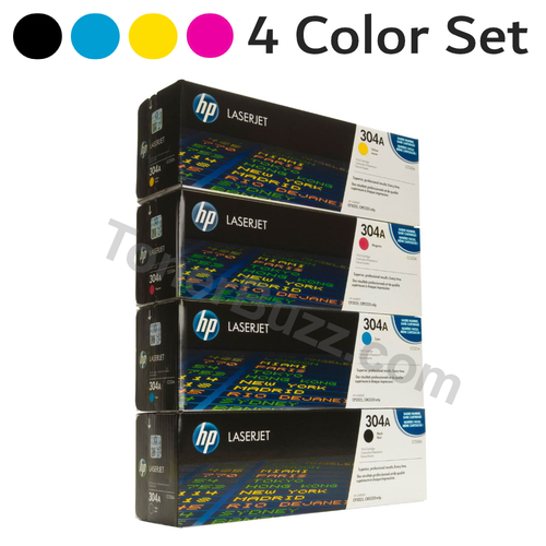 HP 304A Original Toner Cartridge 4 Color Combo Pack Black Cyan Magenta Yellow CC530A CC531A CC532A CC533A LaserJet CP2025
