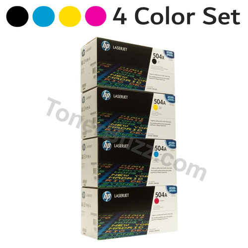 HP 504X 504A Original Toner Cartridge Combo Pack Black Cyan Magenta Yellow CE250X CE251A CE252A CE253A LaserJet CP3525 Set HY
