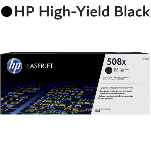 Original HP 508X CF360X Black High-Yield LaserJet Toner Cartridge