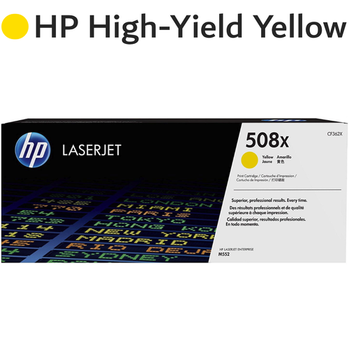 Original HP 508X CF362X Yellow High-Yield LaserJet Toner Cartridge