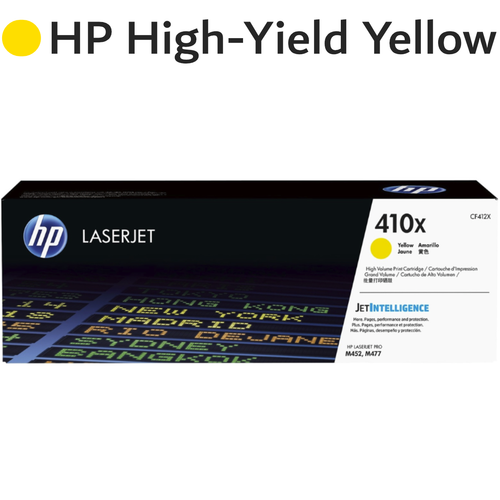 Original HP Yellow 410X CF412X High-Yield LaserJet Toner Cartridge