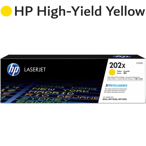 Original HP 202X CF502X Yellow High-Yield Toner Cartridge