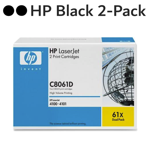 Original HP 61X C8061D Black Laser Toner Cartridge Dual-Pack 2-Pack C8061X