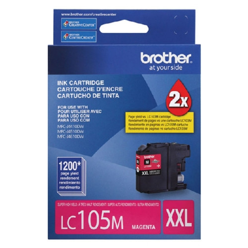 Brother Genuine OEM LC105M (LC-105M) EXTRA High Yield Magenta Inkjet Cartridge (1.2K YLD)