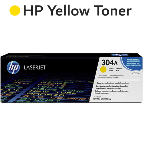 Original HP Yellow 304A CC532A LaserJet Toner Cartridge