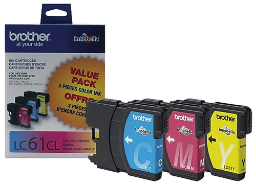 Original Brother LC-61 Ink Cartridges Pack Of 3