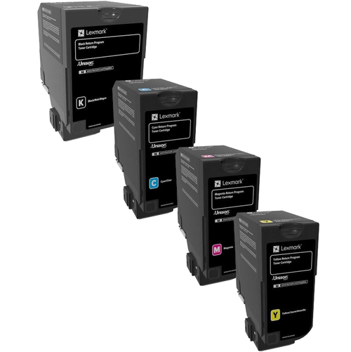 Lexmark 74C10 Set | 74C10C0 74C10K0 74C10M0 74C10Y0 | Original Lexmark Toner Cartridges – Black, Cyan, Magenta, Yellow