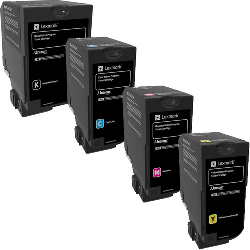Lexmark 74C00 Set | 74C00CG 74C00KG 74C00MG 74C00YG | Original Lexmark Toner Cartridges – Black, Cyan, Magenta, Yellow