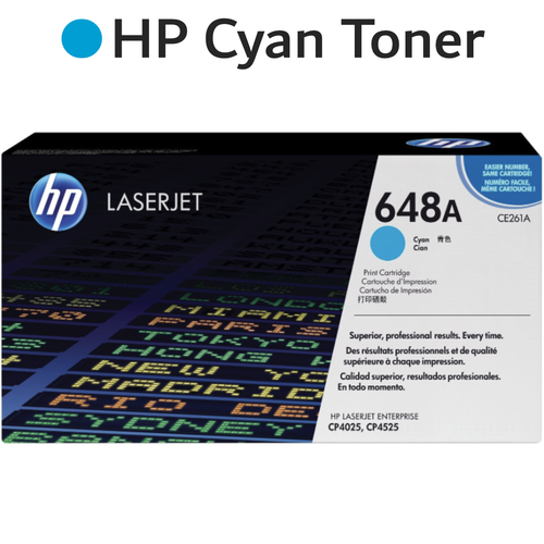 Original HP Cyan 648A CE261A LaserJet Toner Cartridge