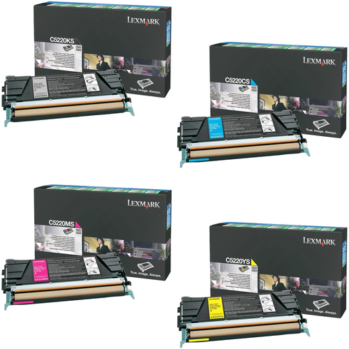 Lexmark C5220 Set | C5220CS C5220KS C5220MS C5220YS | Original Lexmark Toner Cartridges – Black, Cyan, Magenta, Yellow