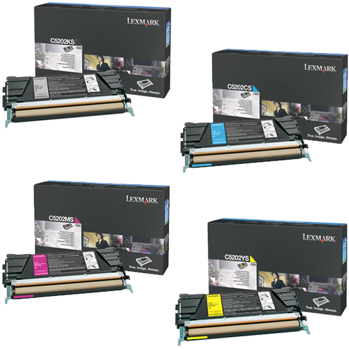 Lexmark C5202 Set | C5202CS C5202KS C5202MS C5202YS | Original Lexmark Toner Cartridges – Black, Cyan, Magenta, Yellow