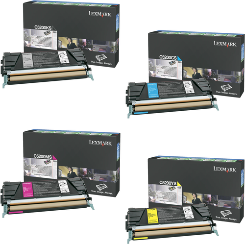 Lexmark C5200 Set | C5200CS C5200KS C5200MS C5200YS | Original Lexmark Toner Cartridges – Black, Cyan, Magenta, Yellow