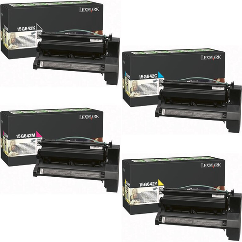 Lexmark 15G642 Set | 15G642C 15G642K 15G642M 15G642Y | Original Lexmark Return Program High-Yield Program Toner Cartridges – Black, Cyan, Magenta, Yellow