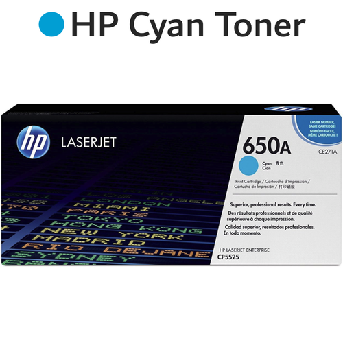 Original HP Cyan 650A CE271A LaserJet Toner Cartridge